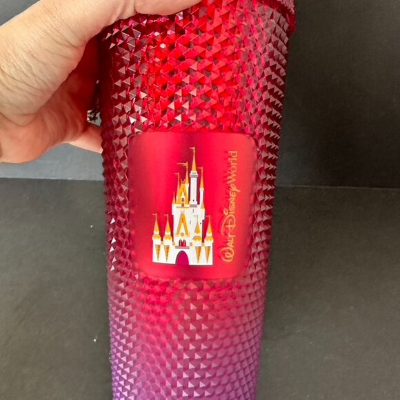 Starbucks Walt Disney World Parks Geometric Castle Tumbler With Straw Red Pink - Picture 4 of 6